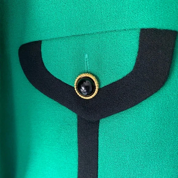 Vintage Carlisle Emerald and Black Women's Blazer - Picture 3 of 6